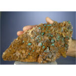 Rosasite, Ferroan Dolomite, Selenite from Bou Beker, Touissit, Morocco